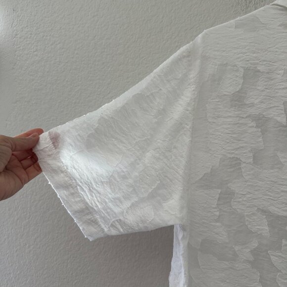 Zara Men's Casual Button Up Shirt Jacquard Short Sleeve Minimalist Airy White SZ - Picture 7 of 11